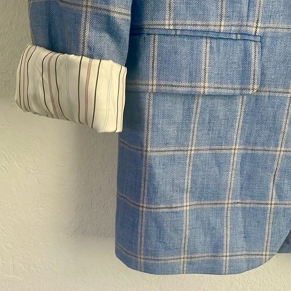 Lauren Ralph Lauren Blue Linen Windowpane Sport Coat